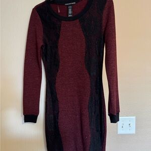 Maroon and black lace dress